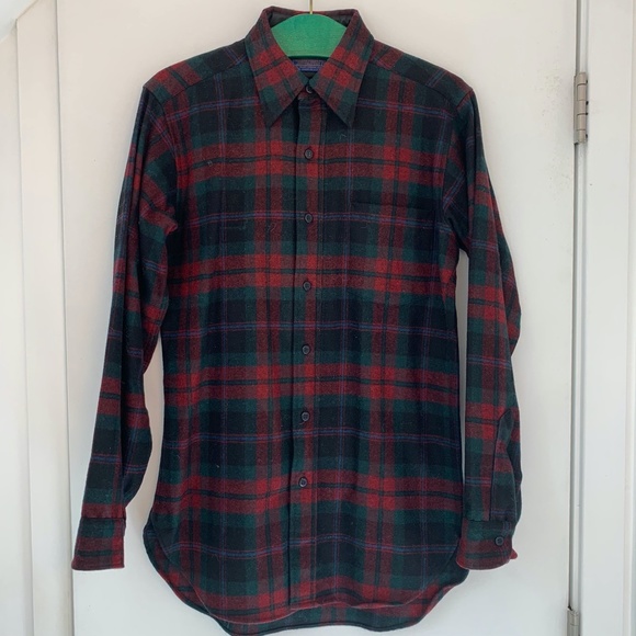 Vintage 60s Pendleton Fireside Shirt Sz Small Red Plaid Wool Collar One Pocket - Picture 12 of 12